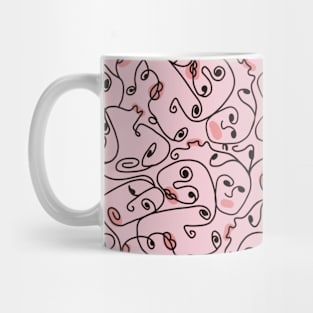 Liney Faces on Pink Mug